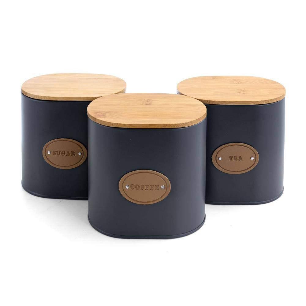 Kitchen Food Storage and Organization 5-Piece Canister Set with Bamboo Lids