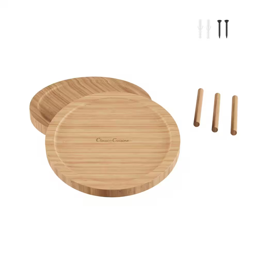 2-Shelf 10 In. All Natural Brown Bamboo Lazy Susan Turntable