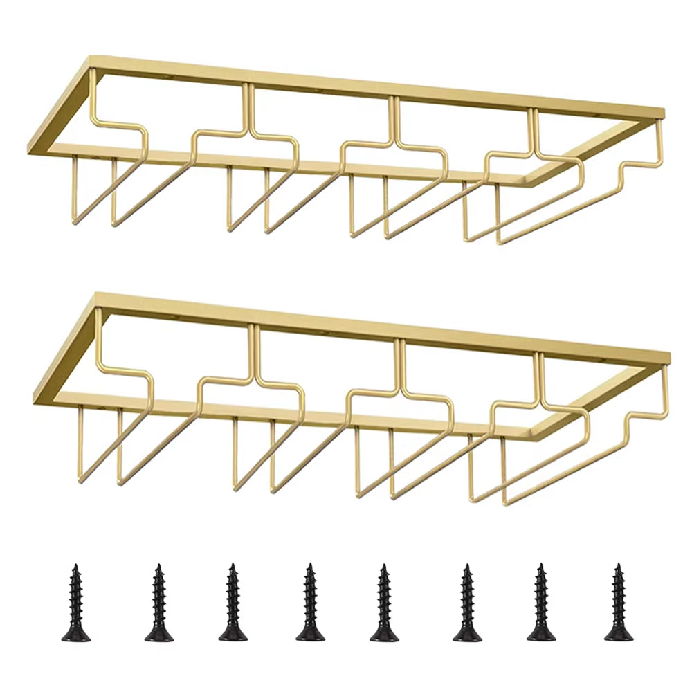 Pack 2 Chrome-Plated Metal Cup Hanger 4 Slots