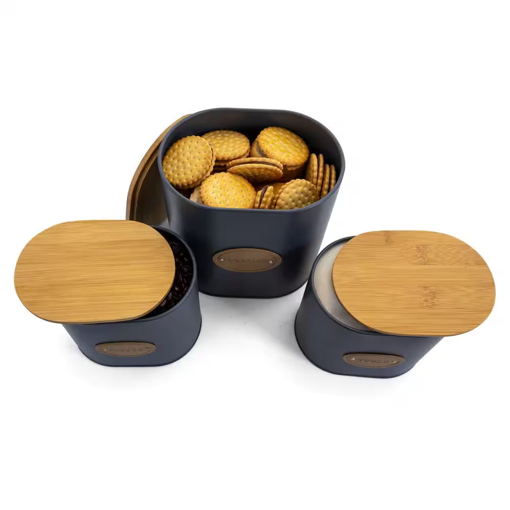 Kitchen Food Storage and Organization 5-Piece Canister Set with Bamboo Lids