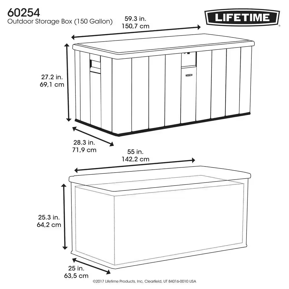 150 Gal. Heavy-Duty Outdoor Resin Storage Deck Box