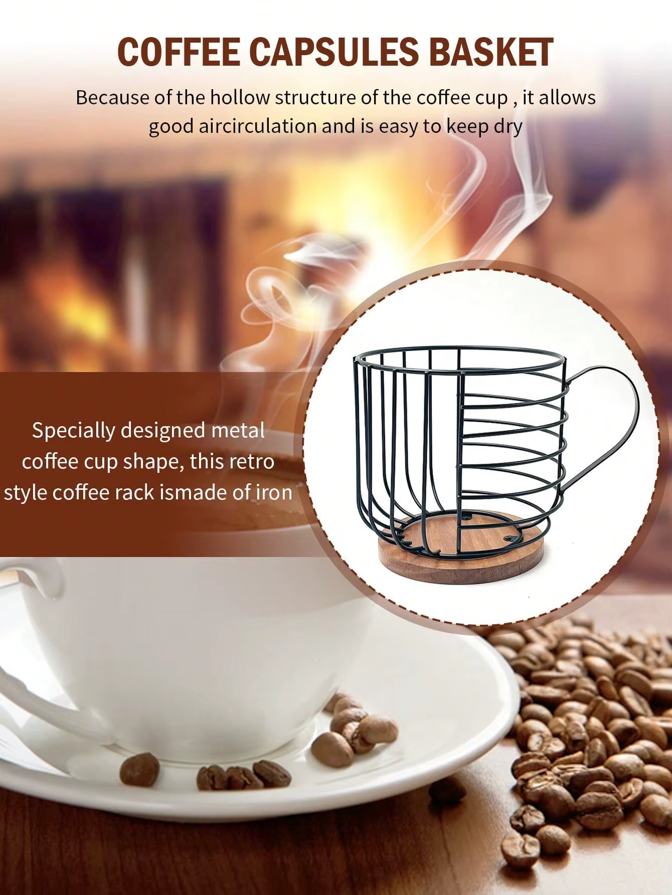 Coffee Pod Holders for Counter Modern Coffee Basket Decor for Kitchen Countertop for Espresso Capsules Coffee Accessorie