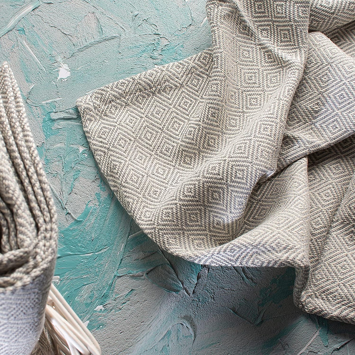 Turkish Hand Towels Grey | 5-Pack Bulk Cotton Kitchen Dish Towels for Drying Dishes | Absorbent Dishcloths for Kitchen | Tea Towels for Kitchen | Bar Rags | Bar Towels | Diamond Pattern