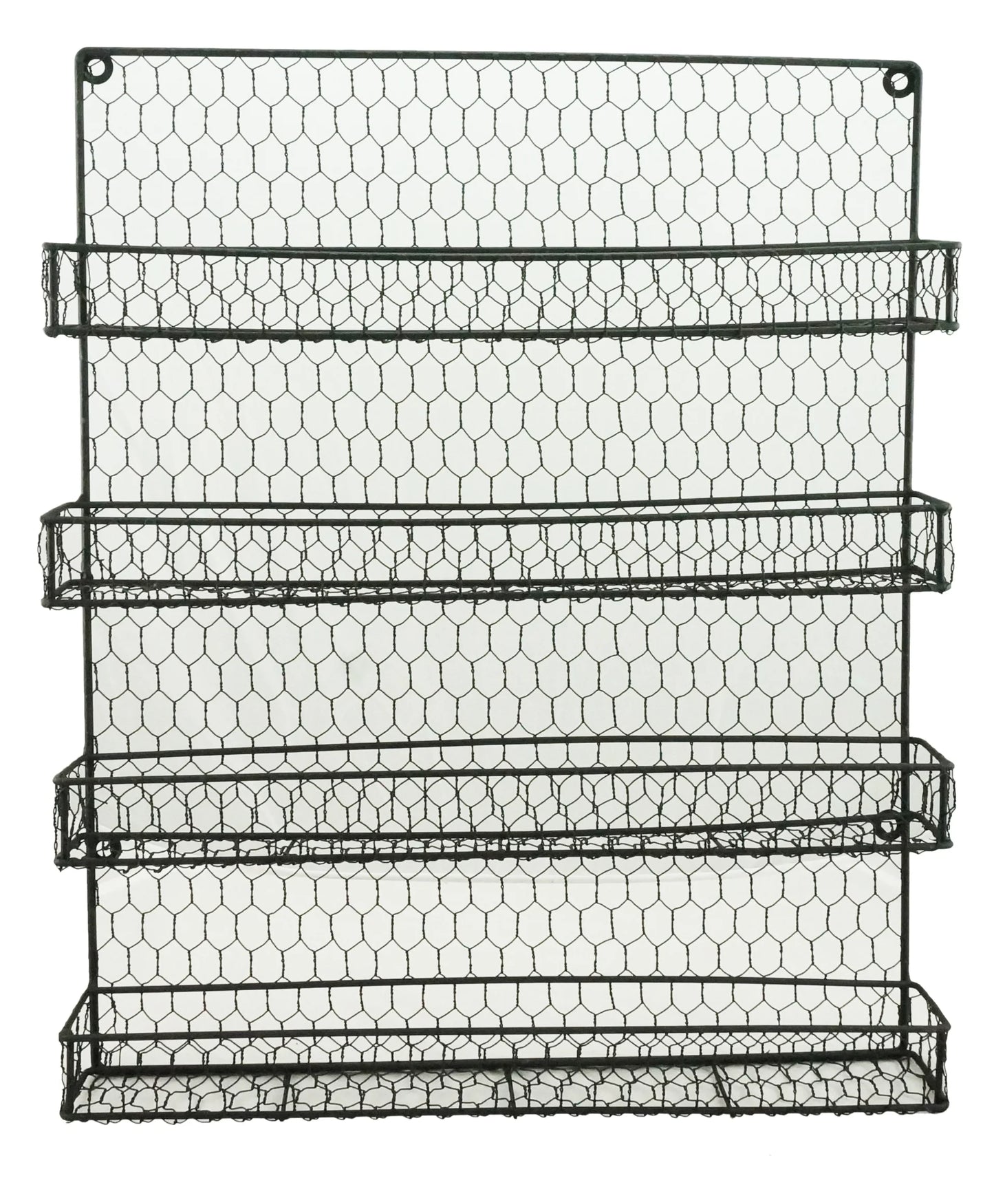 4 Tier Metal Spice Wall Mount Rack Organizer Pantry Cabinet Hanging Herbs Seasoning Jars Storage Closet Door Cupboard Mounted Holder Black. Dims: 21"Hx17.5"Lx3"W