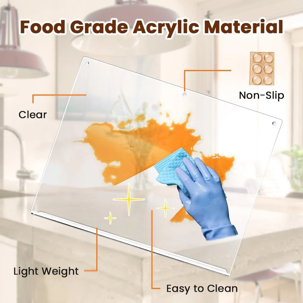 Acrylic Large Cutting Boards for Kitchen, Clear Cutting Board Non Slip, 24X18 Inch Charcuterie Boards, Apartment Must Haves Kitchen Accessories, Desk Mat Protector, Birthday Gifts for Mom