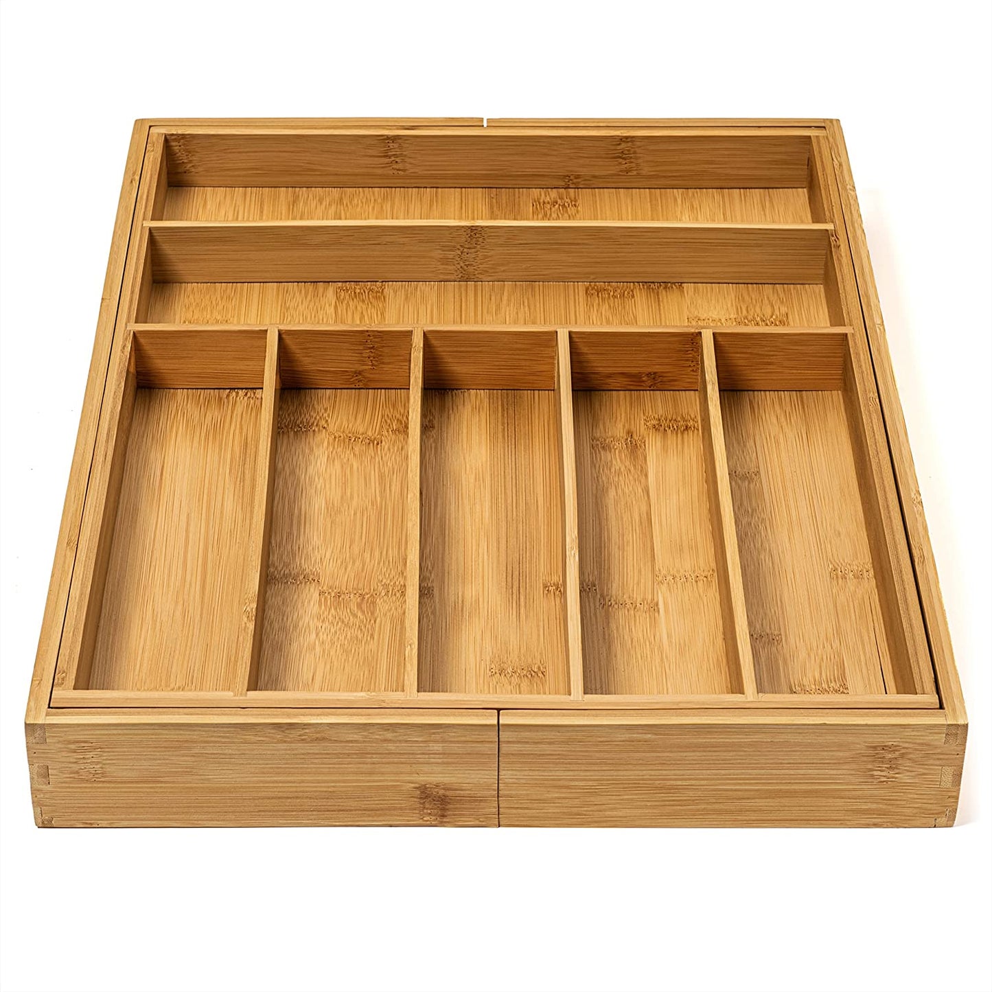 Bamboo Drawer Organizer - Expandable Silverware Organizer & Utensil Drawer Organizer, Cutlery Tray with Dividers, 7-9 Slots- Premium Kitchen Drawer Organizer for Utensils & Flatware (Natural)
