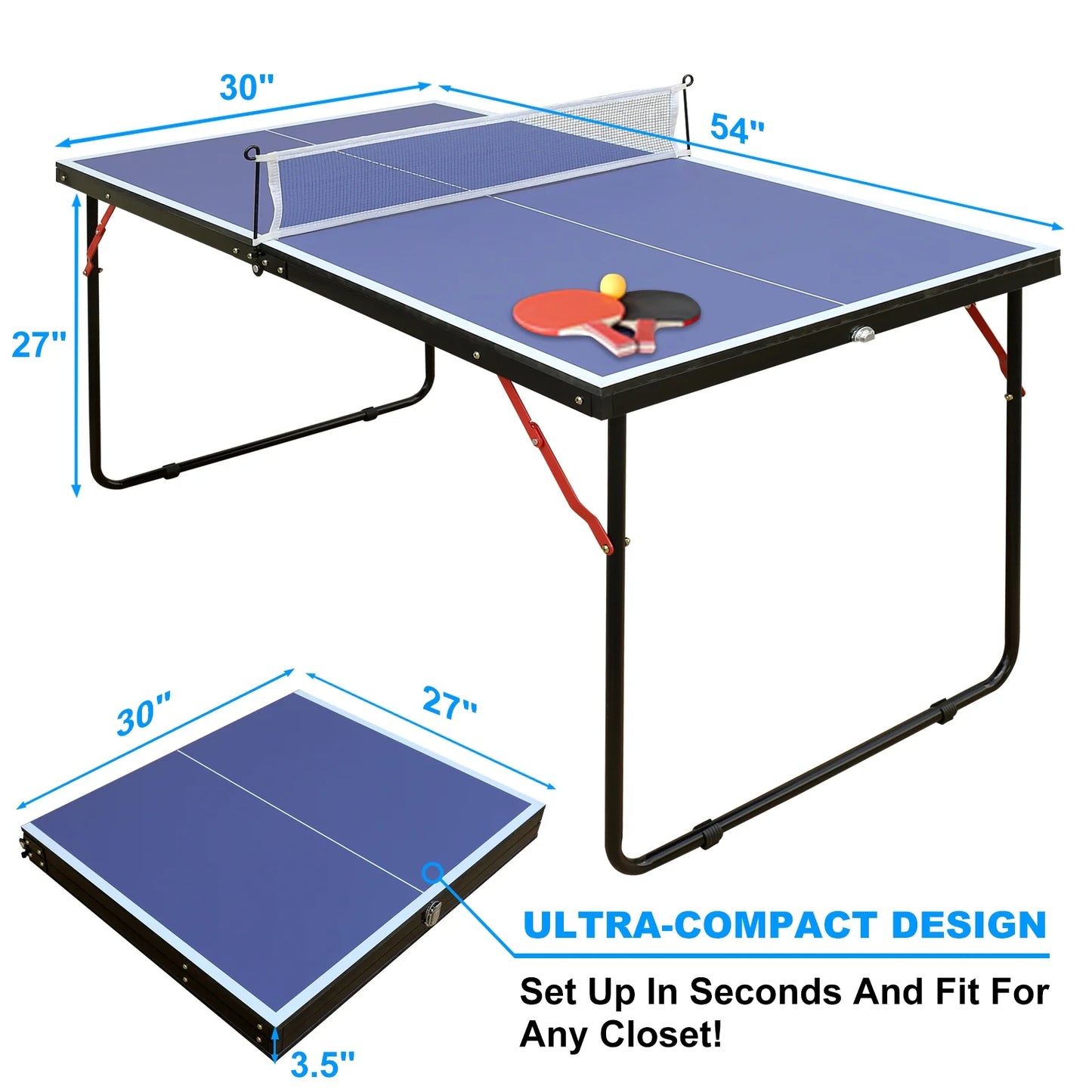 Midsize Table Tennis for Adults Kids 2 Table Tennis Paddles and 3 Balls