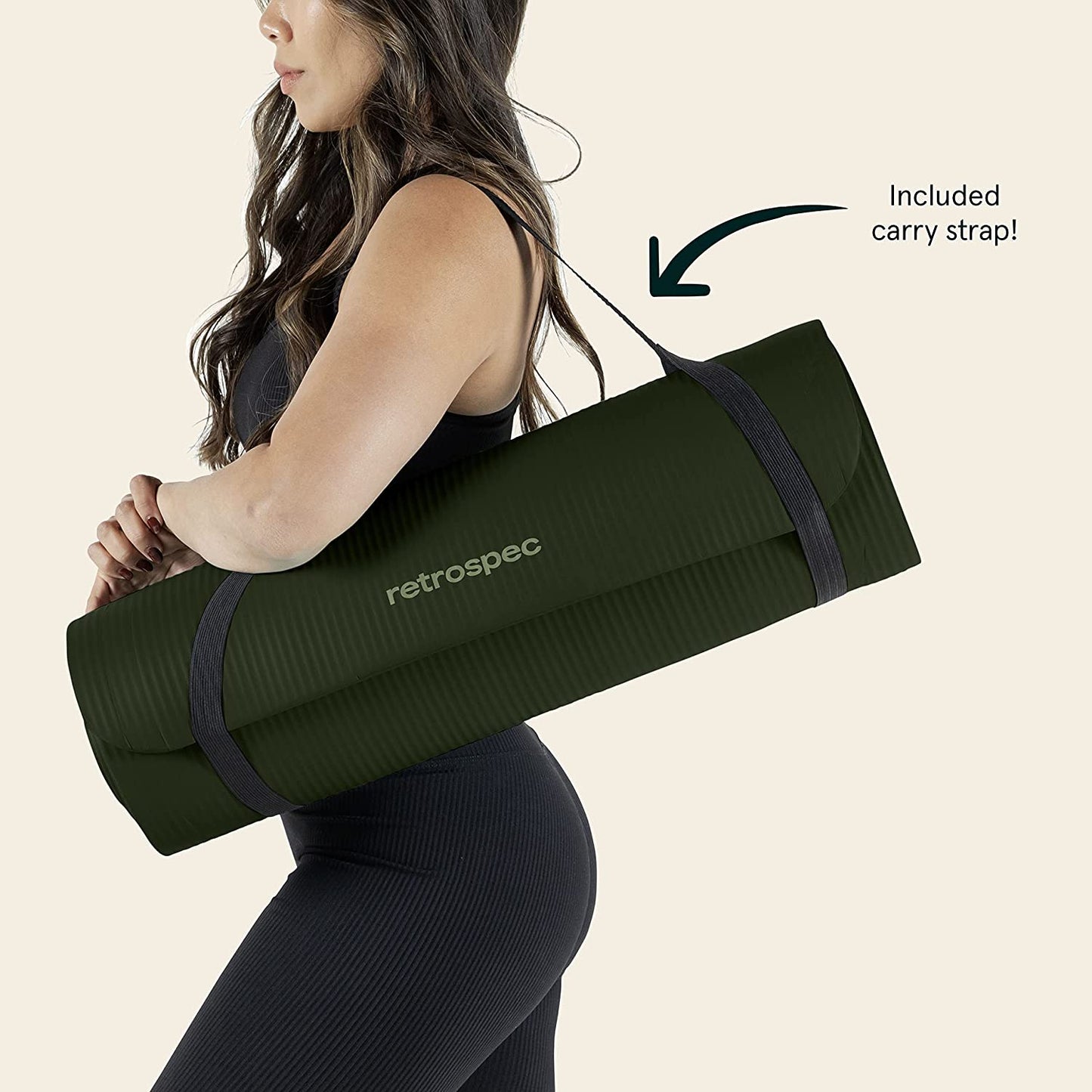 Solana 1/2" Thick Non-Slip Yoga Mat with Nylon Strap for Men and Women - Ideal for Yoga, Pilates, Stretching, and Fitness Workouts