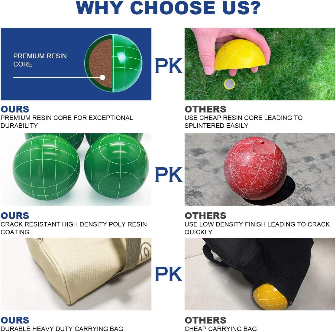 Bocce Ball Set 90Mm with 8 Balls, Pallino, Carrying Bag and Measuring Rope for Backyard, Lawn, Beach, Yard Games (2 to 8 Players)