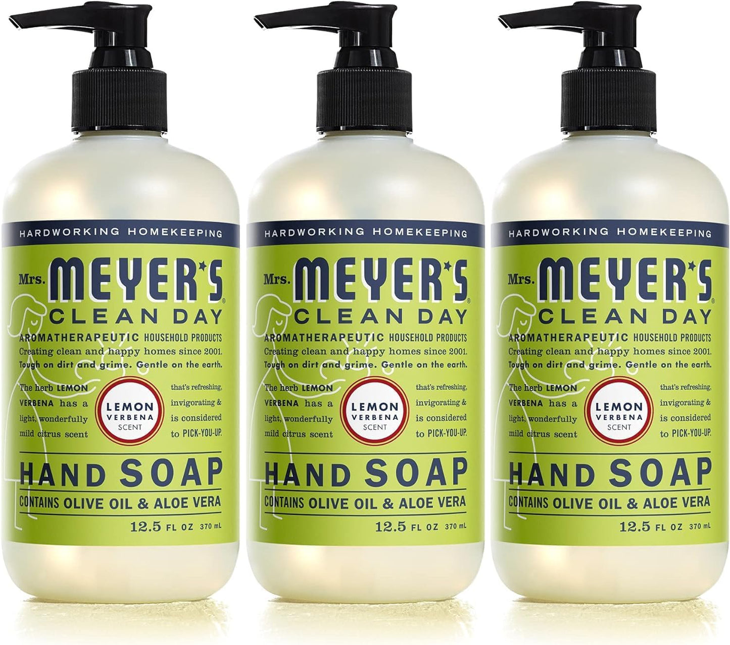 Liquid Hand Soap, Cruelty-Free, and Biodegradable Hand Wash Made with Essential Oils, Lemon Verbena Scent, 12.5 Oz (Pack of 3)