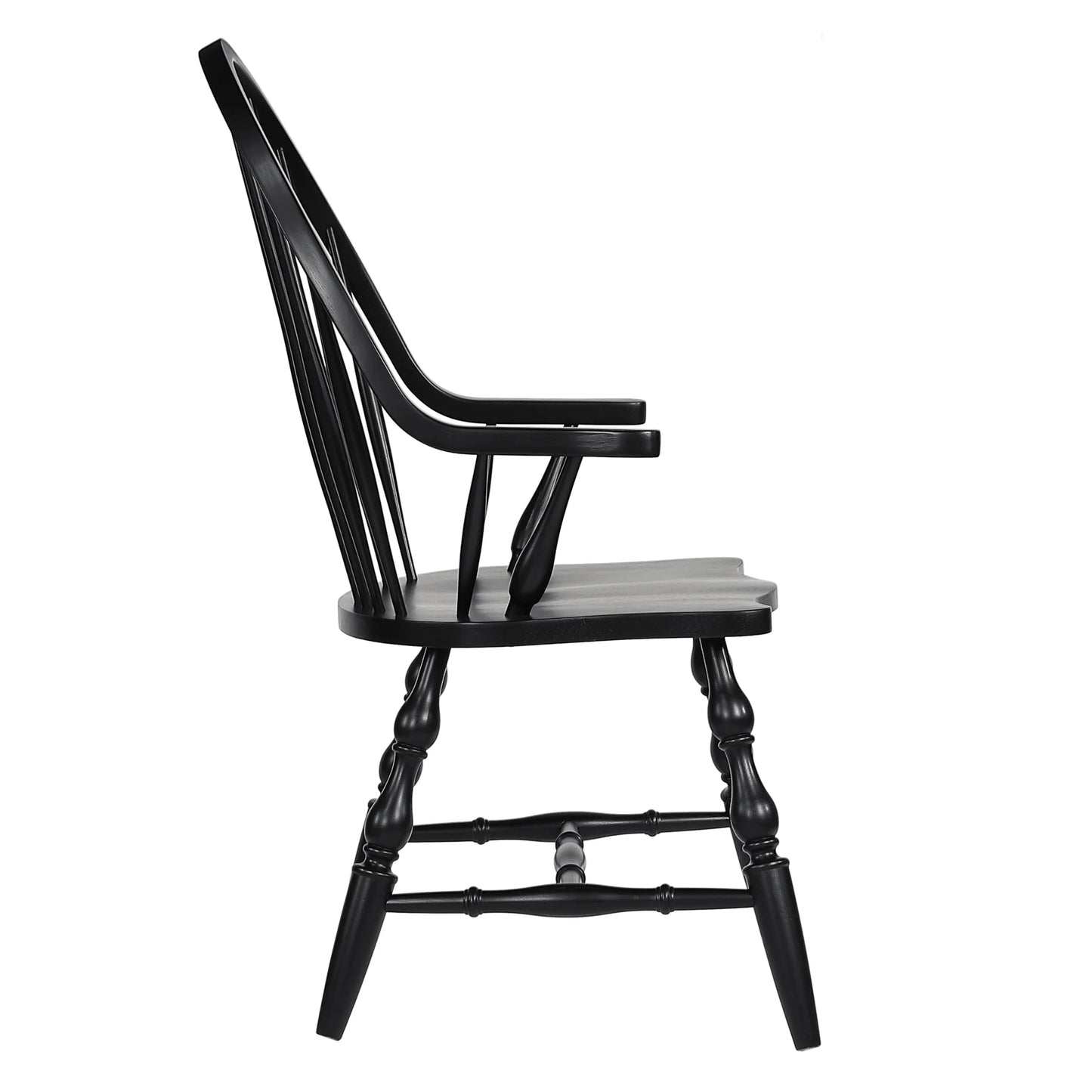 Sunset Trading Black Cherry Windsor Spindleback Dining Chairs - Set of 2, Antique Black
