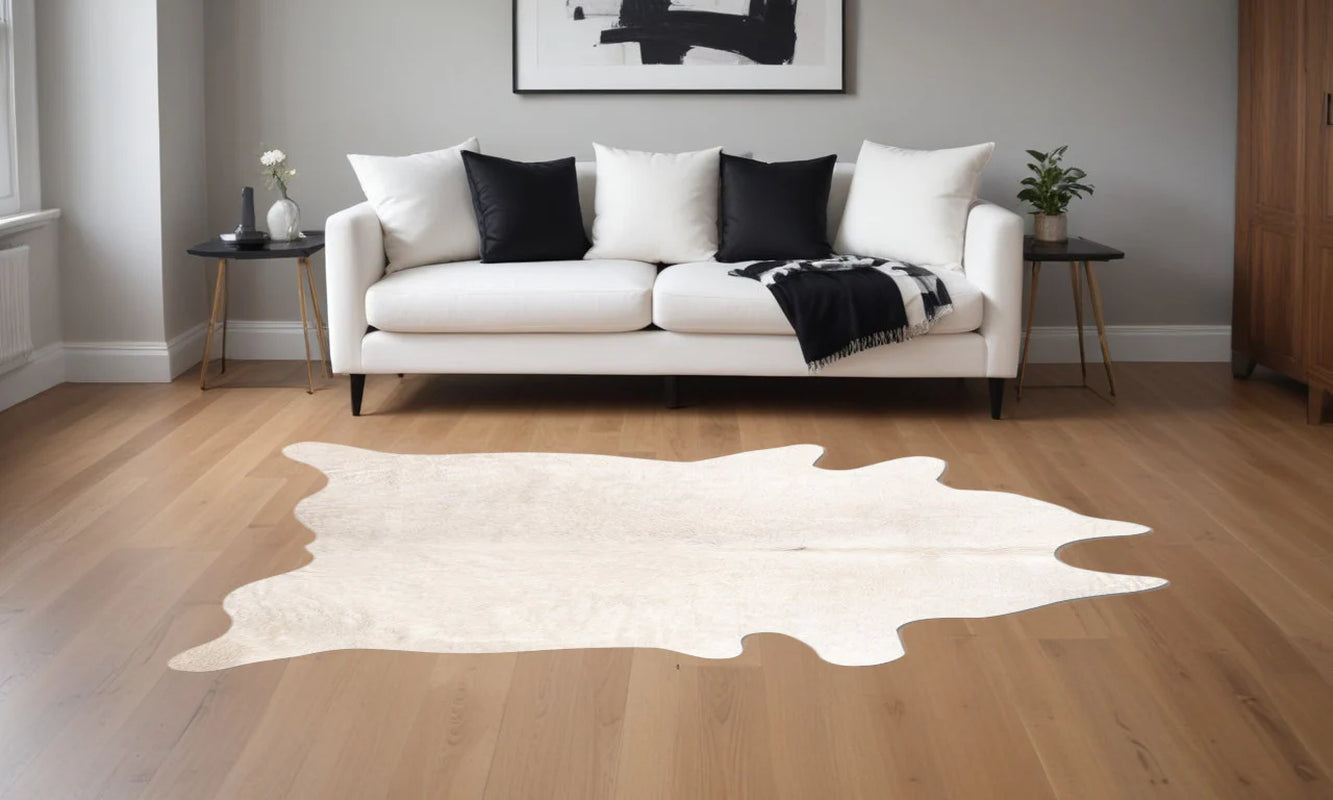 60" X 84" off White Cowhide Rug
