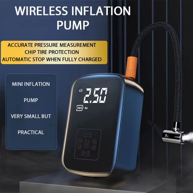 Wireless Car Air Compressor - Electric Tire Inflator Pump for Motorcycles, Bicycles, Boats, and Inflatable Balls
