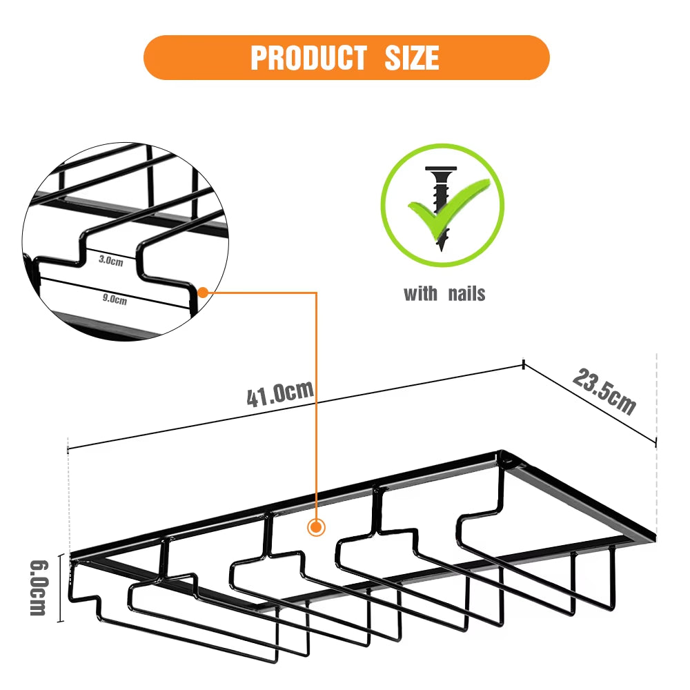 Pack 2 Chrome-Plated Metal Cup Hanger 4 Slots
