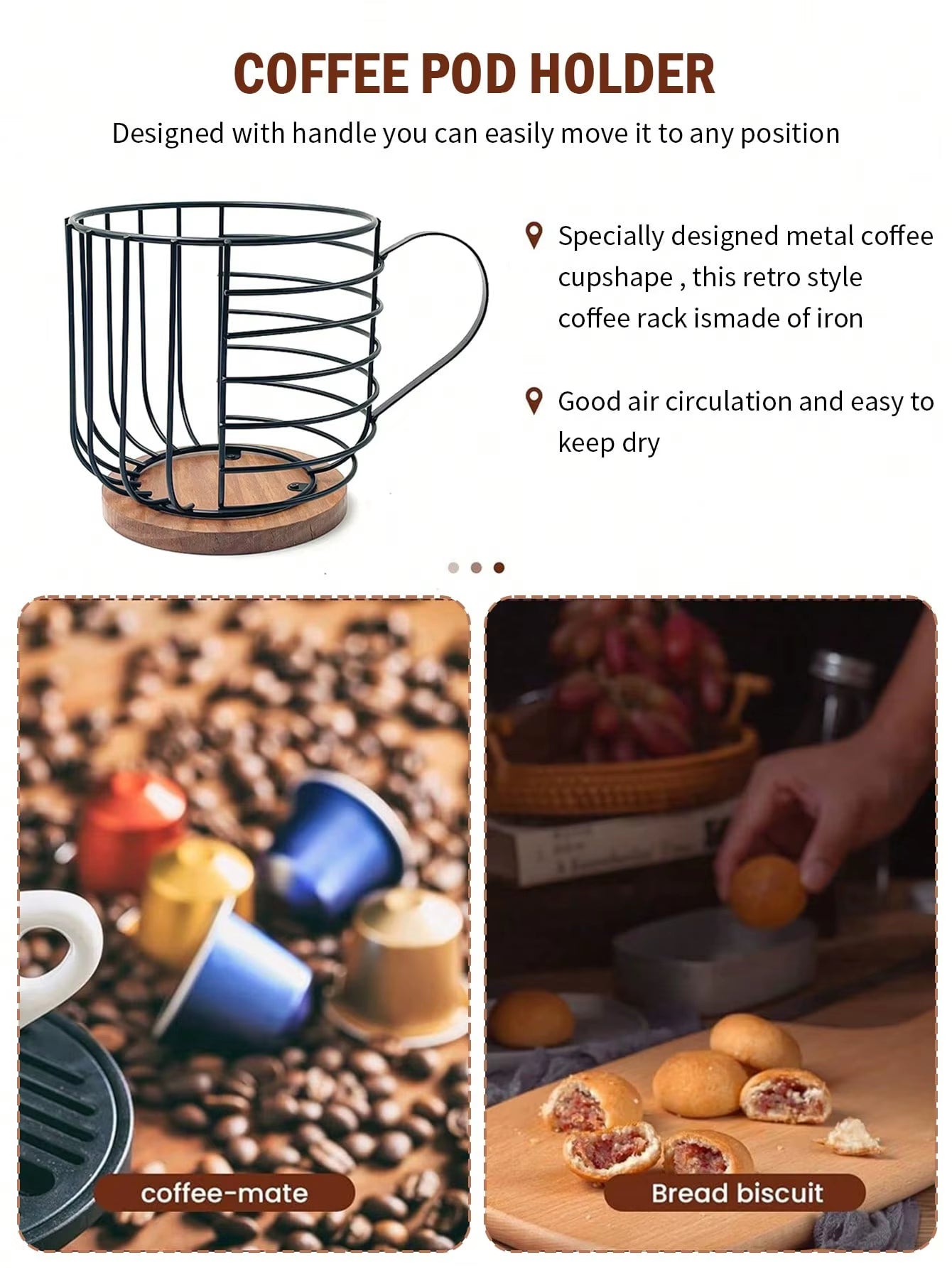 Coffee Pod Holders for Counter Modern Coffee Basket Decor for Kitchen Countertop for Espresso Capsules Coffee Accessorie