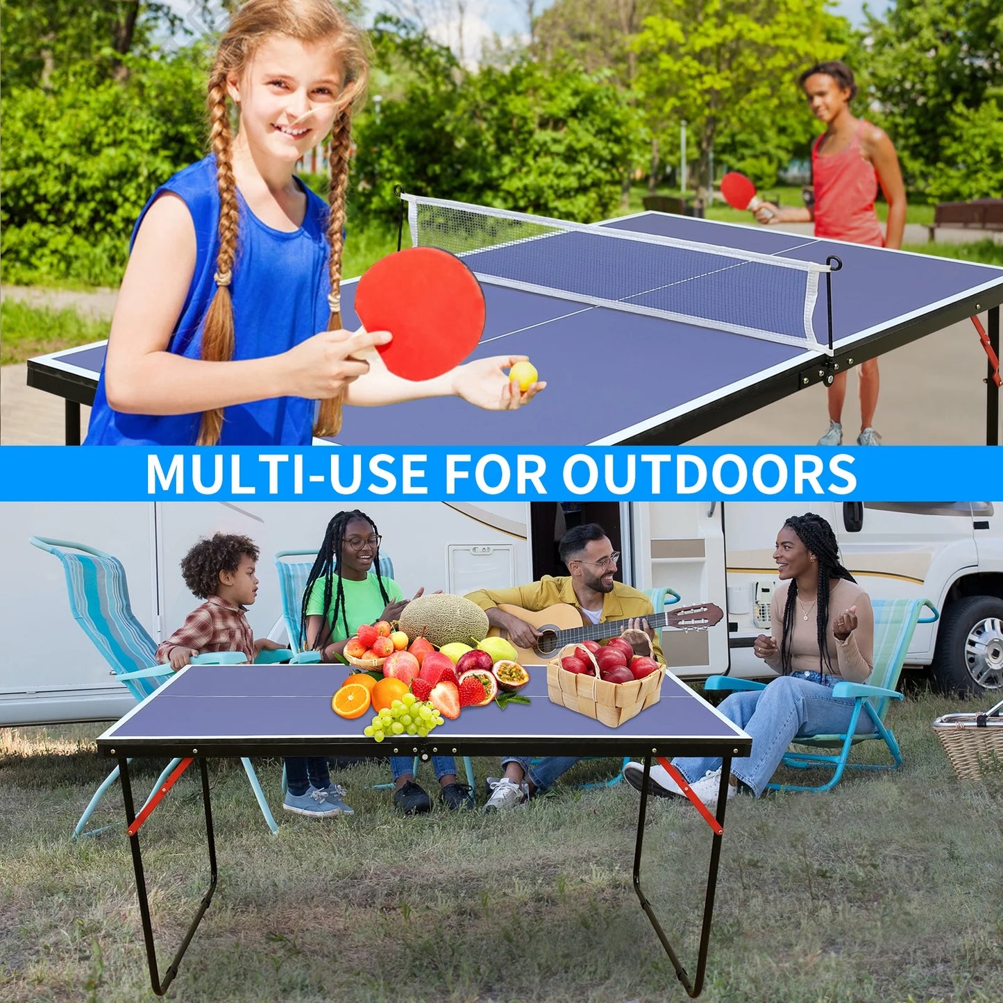 Midsize Table Tennis for Adults Kids 2 Table Tennis Paddles and 3 Balls