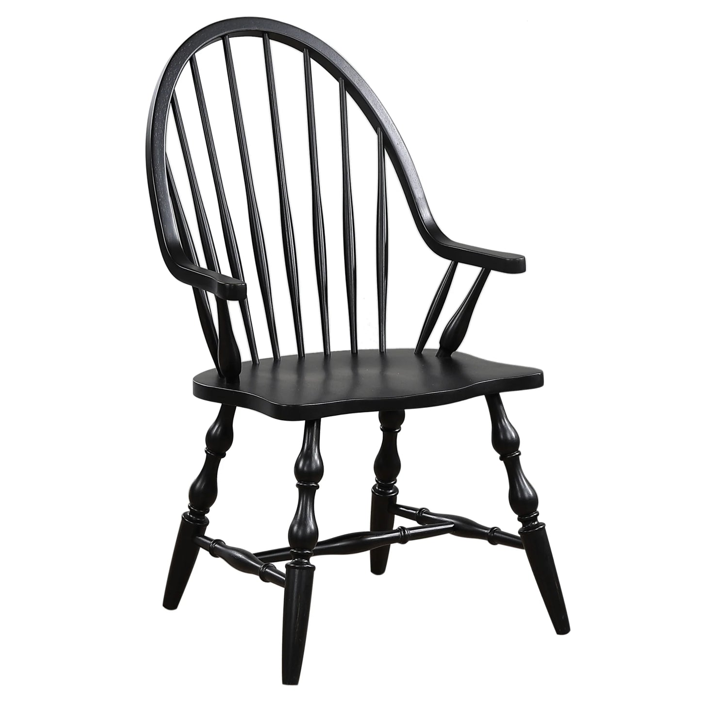 Sunset Trading Black Cherry Windsor Spindleback Dining Chairs - Set of 2, Antique Black