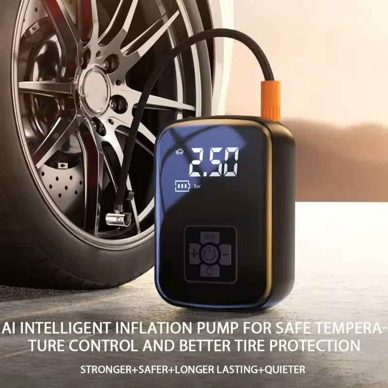 Wireless Car Air Compressor - Electric Tire Inflator Pump for Motorcycles, Bicycles, Boats, and Inflatable Balls