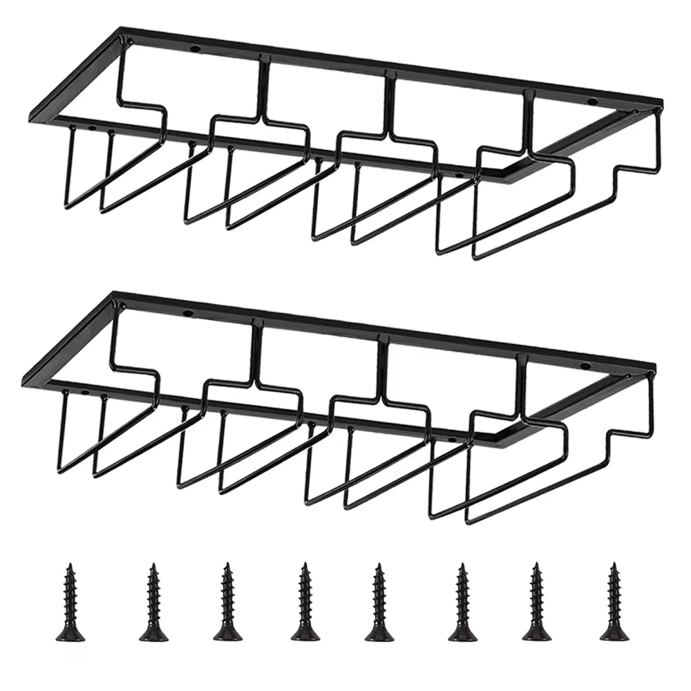 Pack 2 Chrome-Plated Metal Cup Hanger 4 Slots