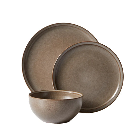 Banks Brown 12-Piece Stoneware Dinnerware Set by Better Homes and Gardens