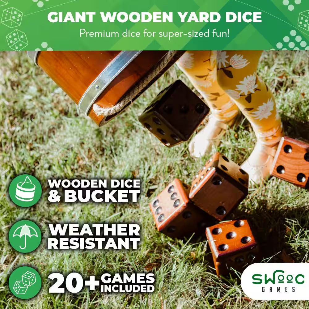 Giant Yardzee and Yardkle Yard Dice - 6 Dice Set