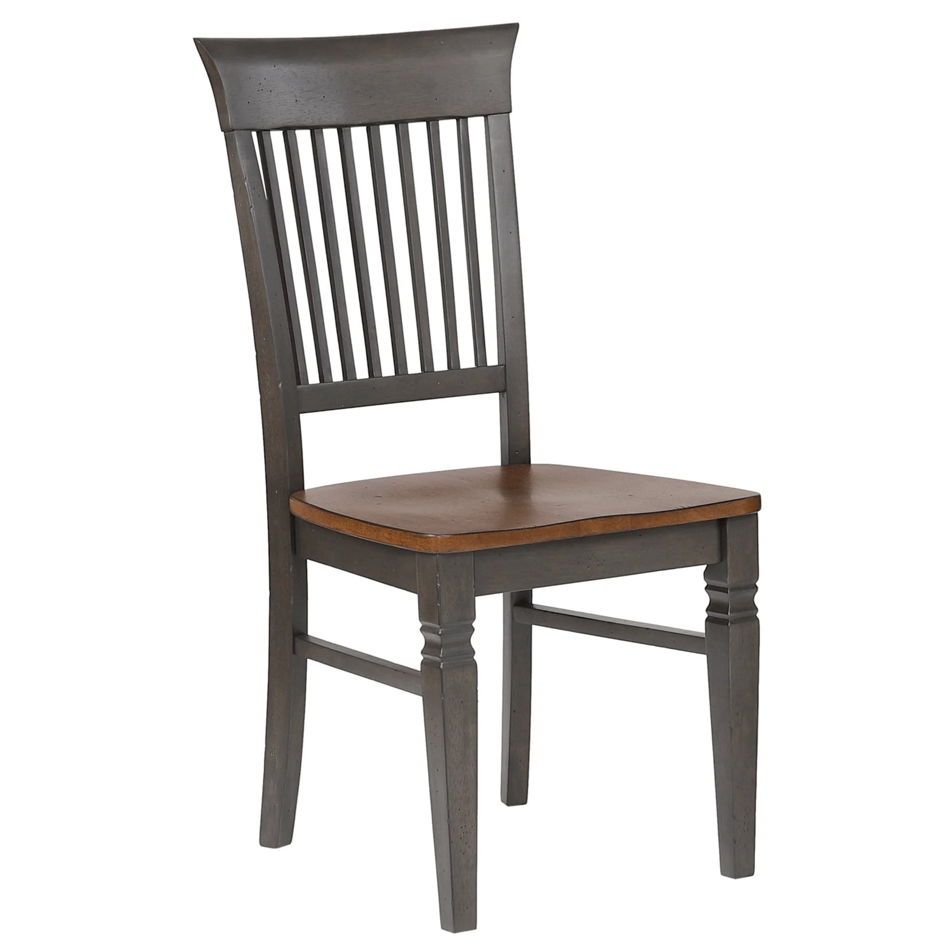Dakota Slat Back Armless Dining Chairs - Set of 2 in Distressed Brown and Ash Gray Wood