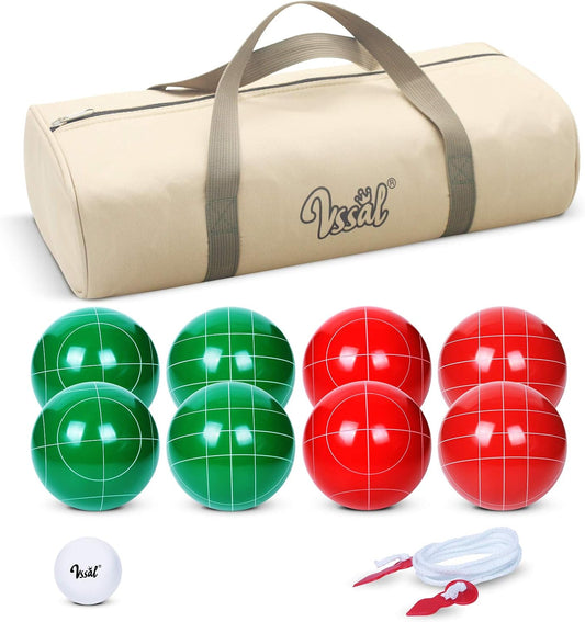 Bocce Ball Set 90Mm with 8 Balls, Pallino, Carrying Bag and Measuring Rope for Backyard, Lawn, Beach, Yard Games (2 to 8 Players)