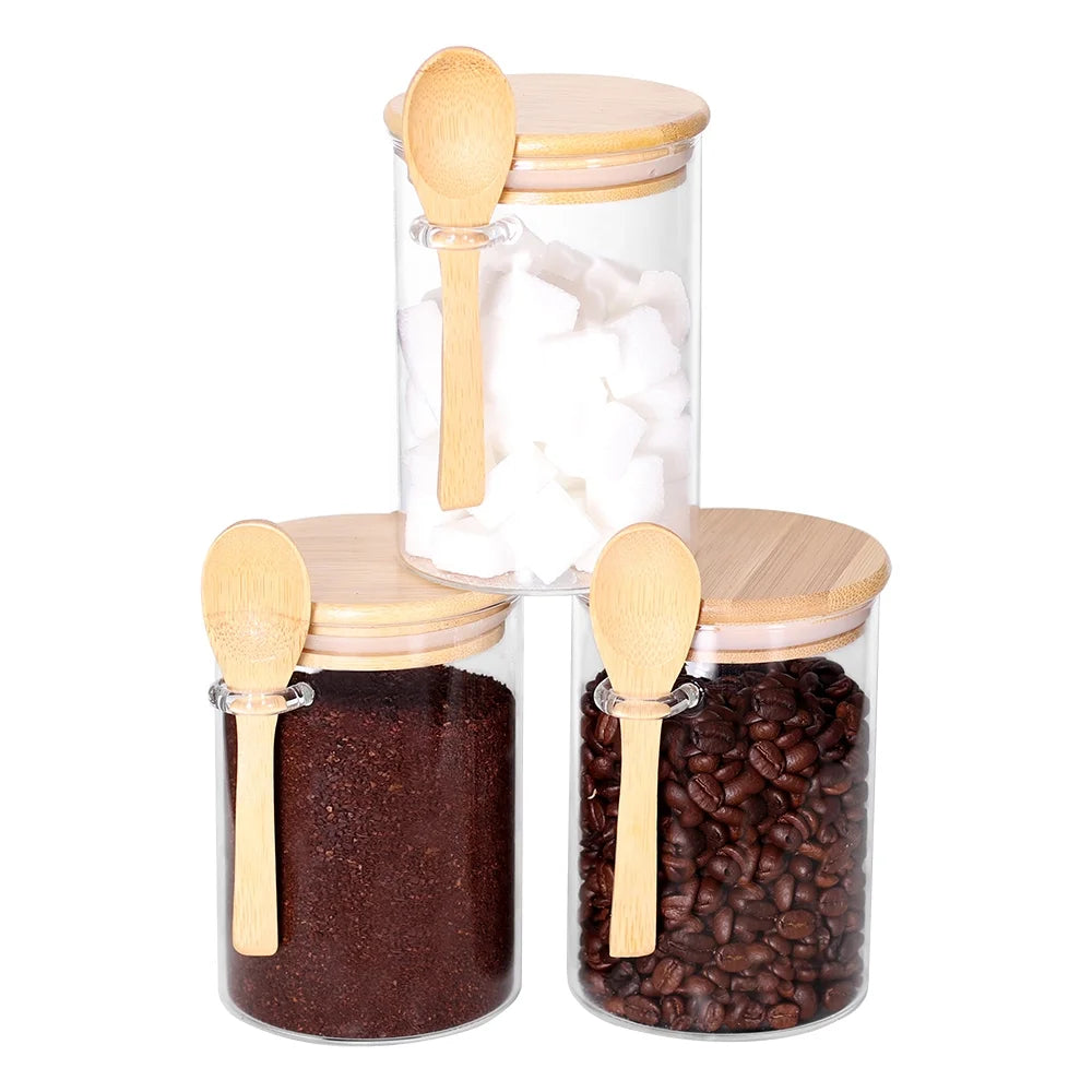 Clear Glass Airtight Coffee Food Storage Container (3 Count)