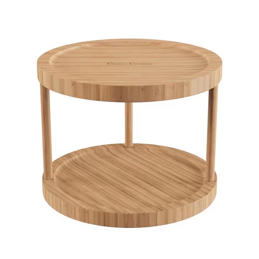 2-Shelf 10 In. All Natural Brown Bamboo Lazy Susan Turntable