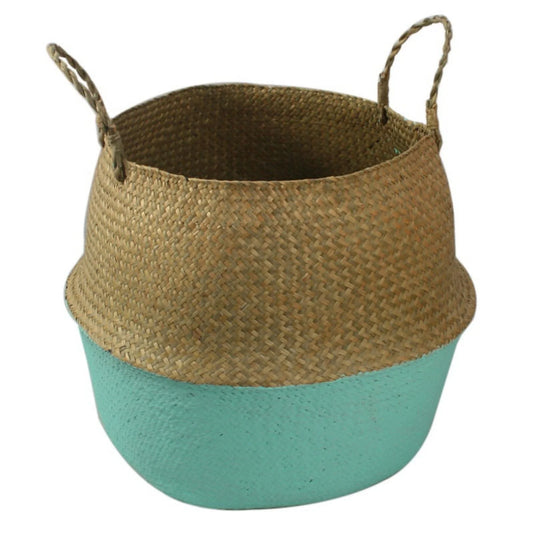 Clearance! Handmade Flower Basket Foldable Wickerwork Storage Basket Hanging Decorative Baskets Garden Flower Pot Rattan Planter Seagrass Home Storage Decor Basket