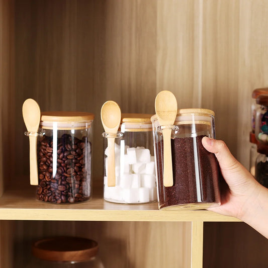 Clear Glass Airtight Coffee Food Storage Container (3 Count)
