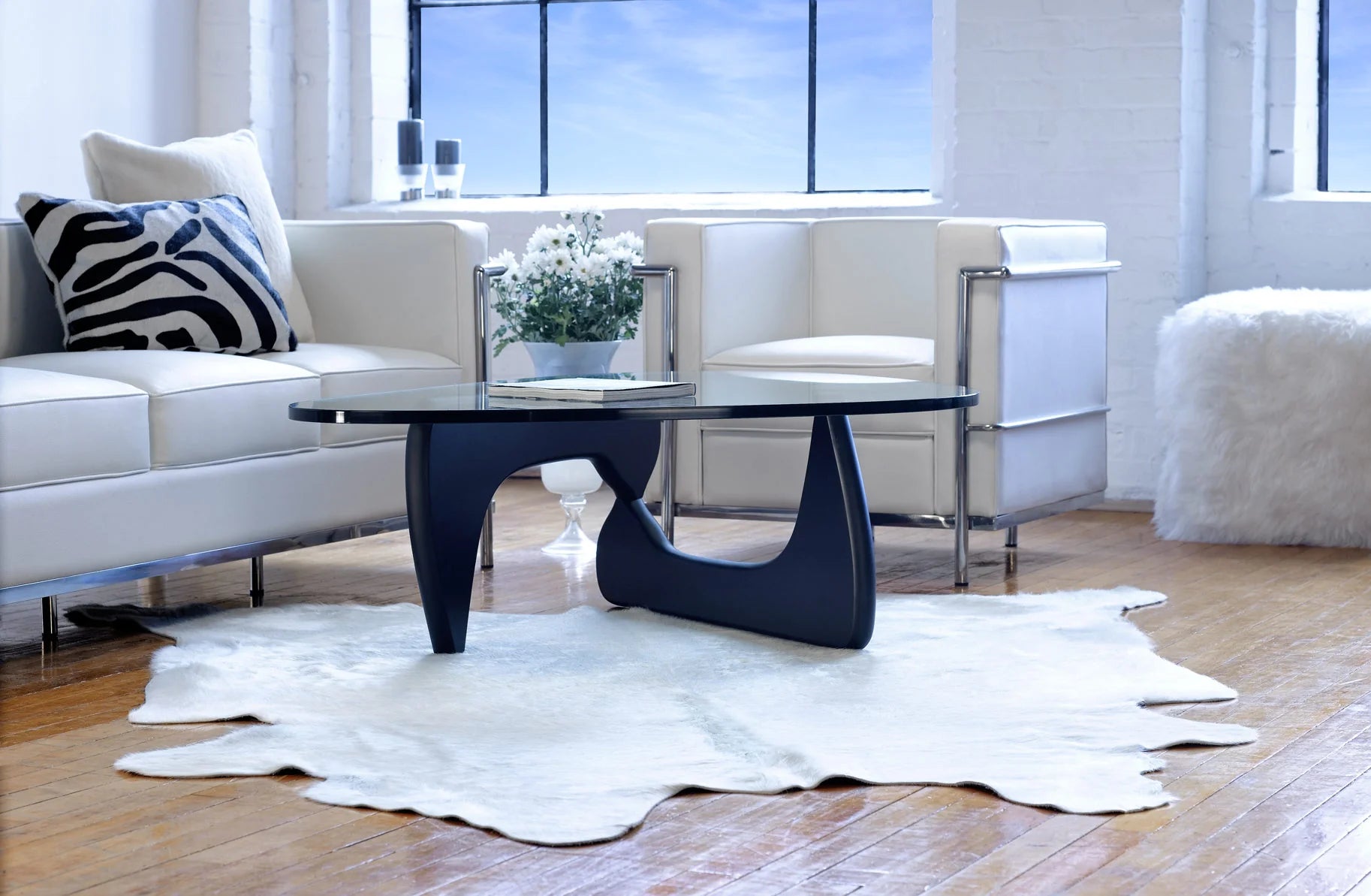 60" X 84" off White Cowhide Rug
