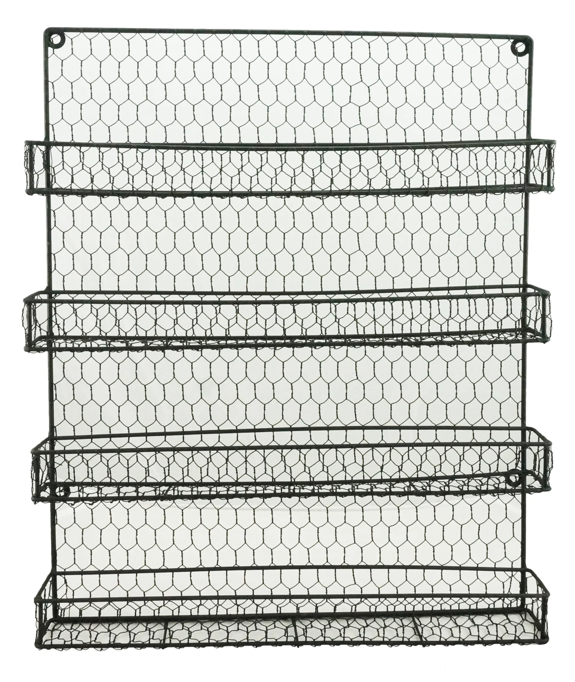 4 Tier Metal Spice Wall Mount Rack Organizer Pantry Cabinet Hanging Herbs Seasoning Jars Storage Closet Door Cupboard Mounted Holder Black. Dims: 21"Hx17.5"Lx3"W