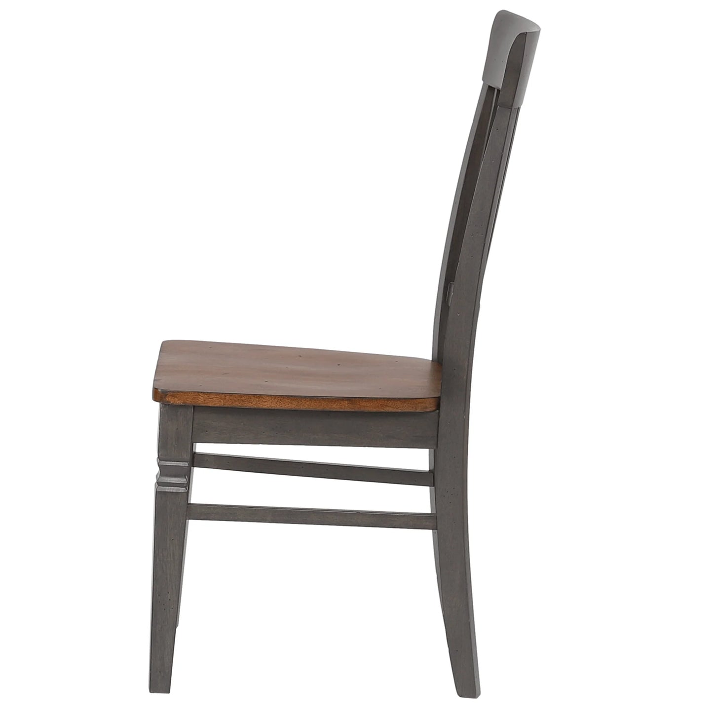Dakota Slat Back Armless Dining Chairs - Set of 2 in Distressed Brown and Ash Gray Wood
