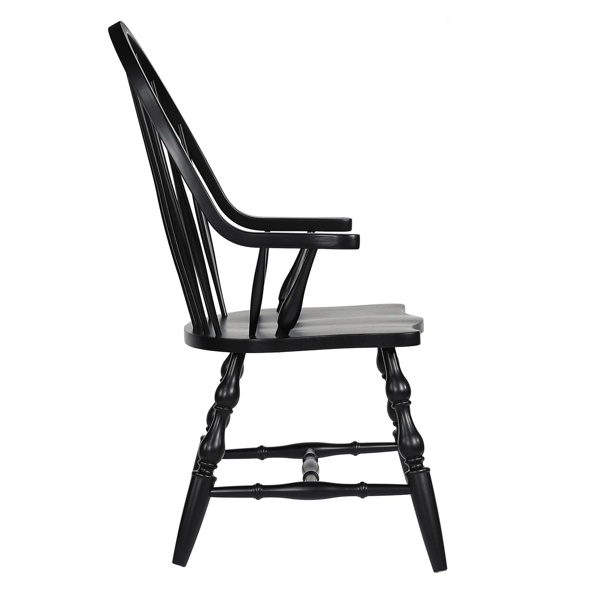 Sunset Trading Black Cherry Windsor Spindleback Dining Chairs - Set of 2, Antique Black
