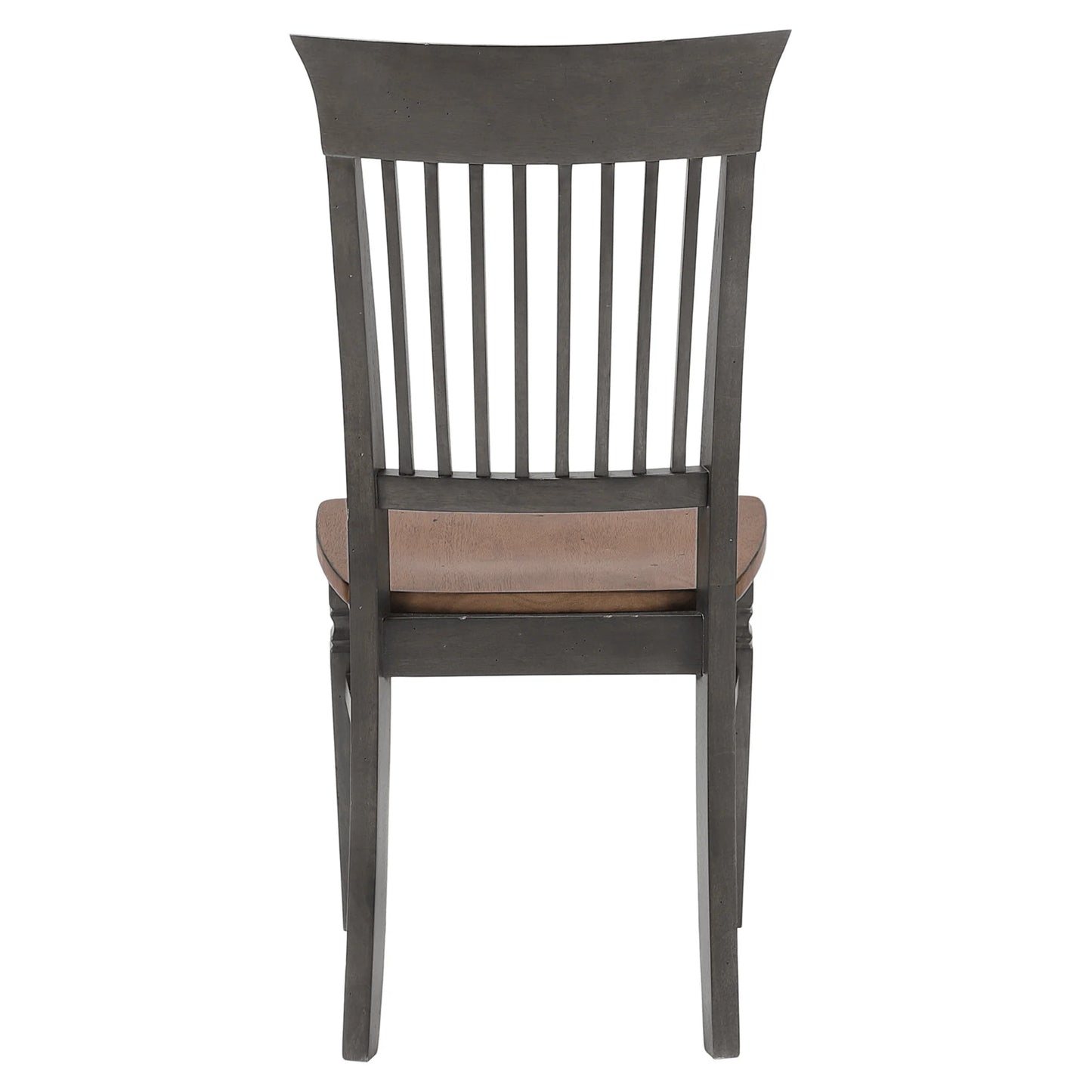 Dakota Slat Back Armless Dining Chairs - Set of 2 in Distressed Brown and Ash Gray Wood