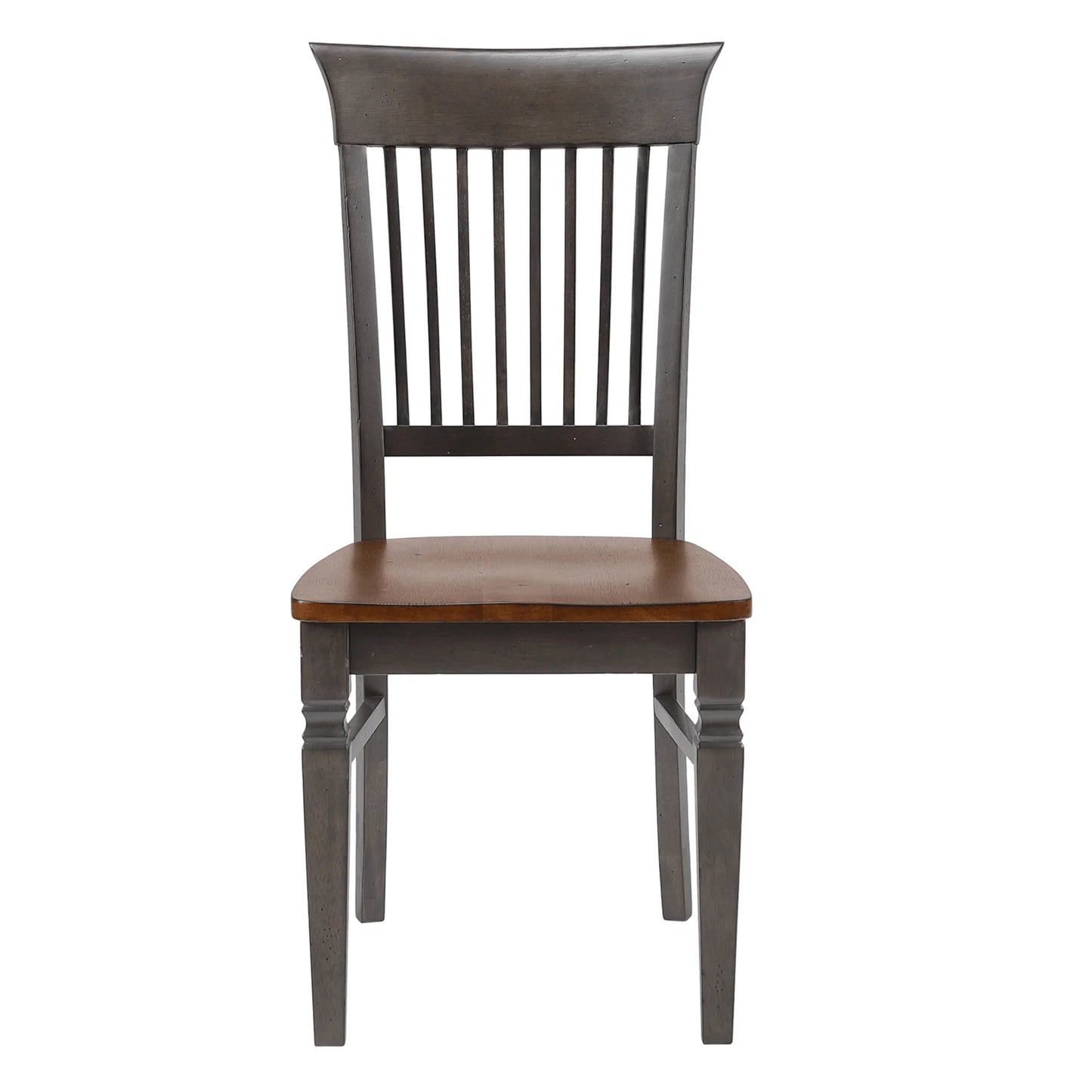 Dakota Slat Back Armless Dining Chairs - Set of 2 in Distressed Brown and Ash Gray Wood