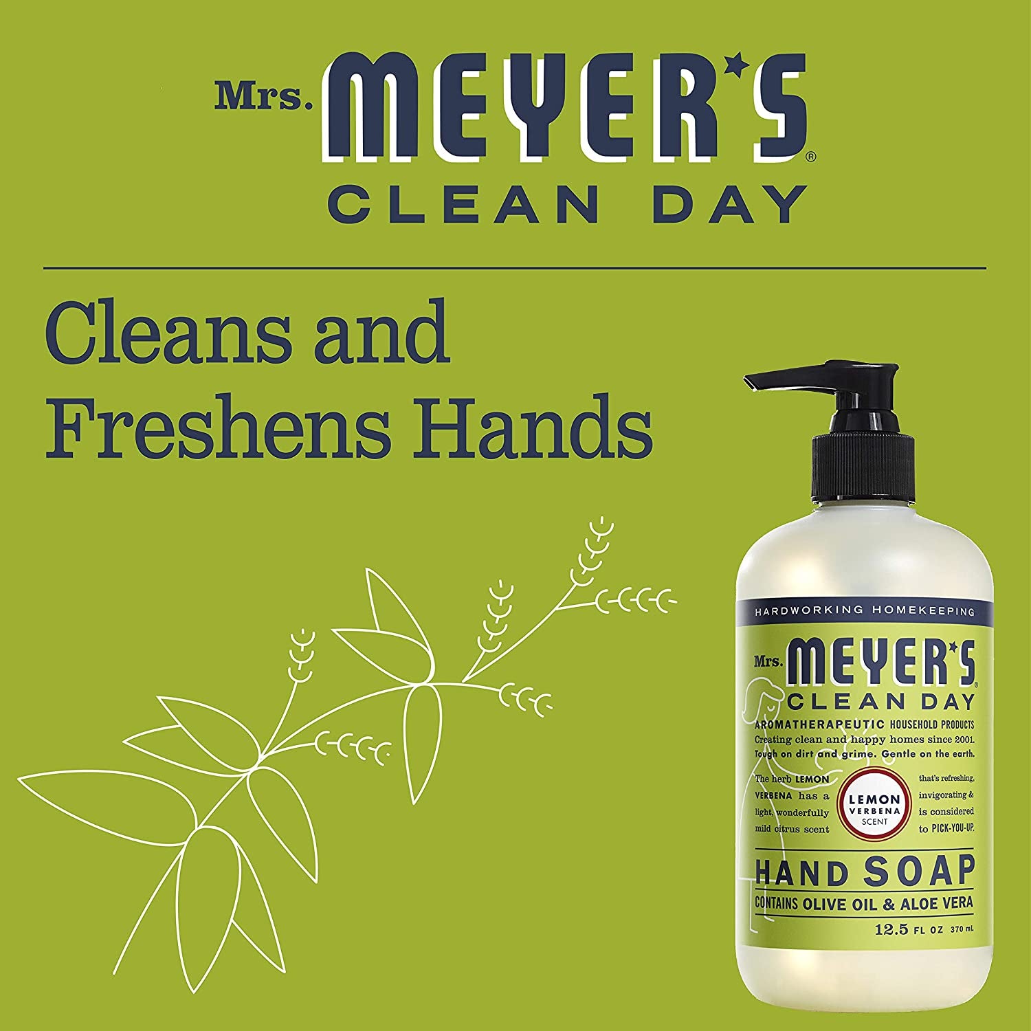 Liquid Hand Soap, Cruelty-Free, and Biodegradable Hand Wash Made with Essential Oils, Lemon Verbena Scent, 12.5 Oz (Pack of 3)