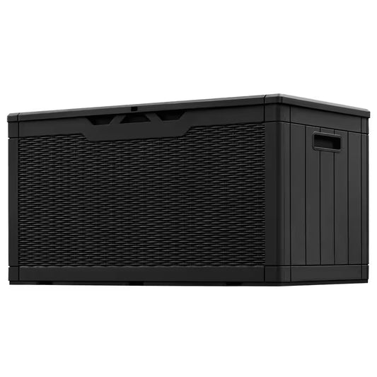100 Gal. Fusion Style Deck Box Black Outdoor Resin Storage Box